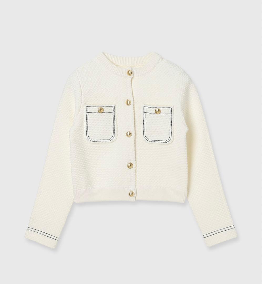 anuans アニュアンスノーカラーニットジャケット S ホワイト