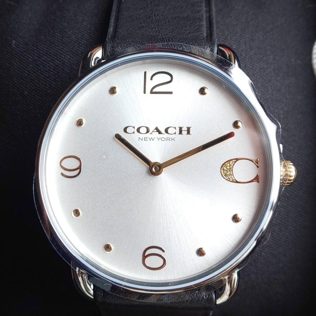 コーチ エリオット 36mm サンレイダイヤル ブラックレザーストラップ