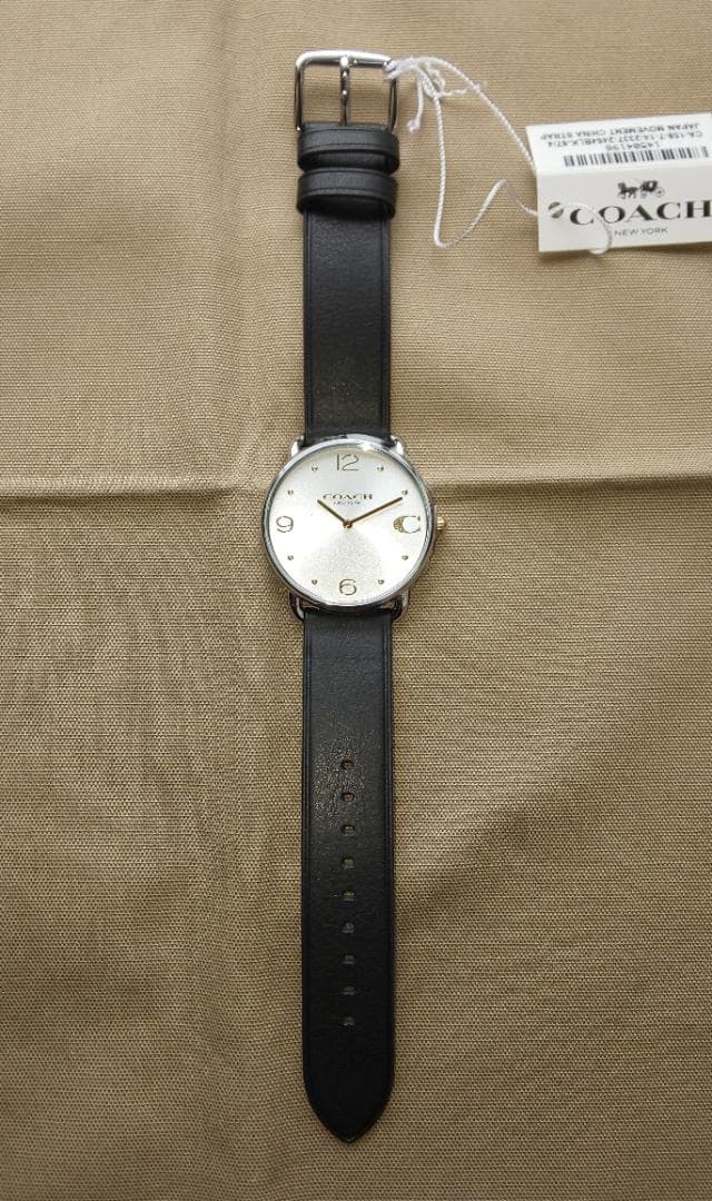 コーチ エリオット 36mm サンレイダイヤル ブラックレザーストラップ