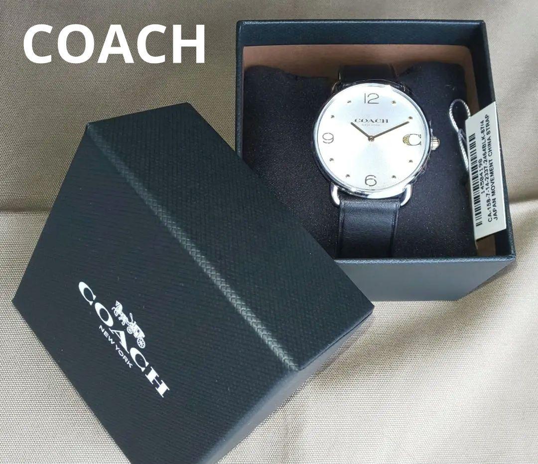 コーチ エリオット 36mm サンレイダイヤル ブラックレザーストラップ