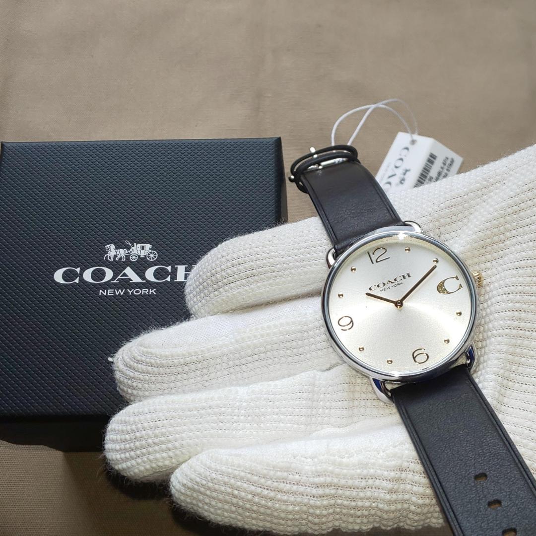コーチ エリオット 36mm サンレイダイヤル ブラックレザーストラップ