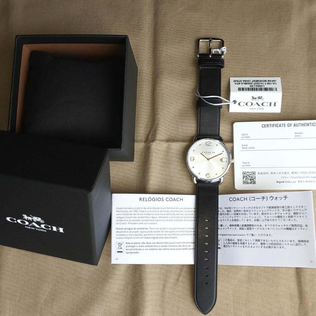コーチ エリオット 36mm サンレイダイヤル ブラックレザーストラップ