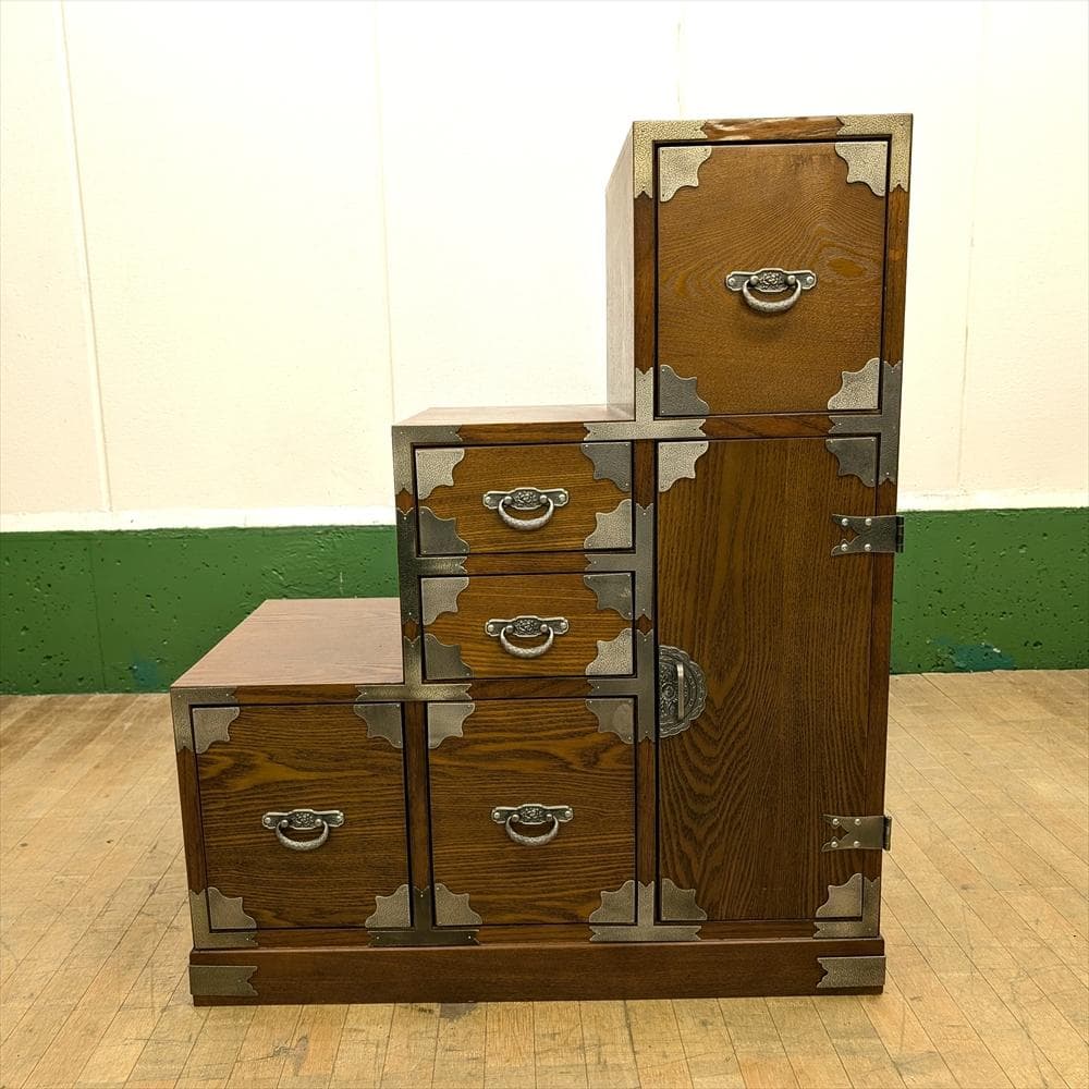 階段箪笥　時代箪笥　飾箪笥　箪笥　タンス　たんす　小物　収納　整理　抽斗　民藝