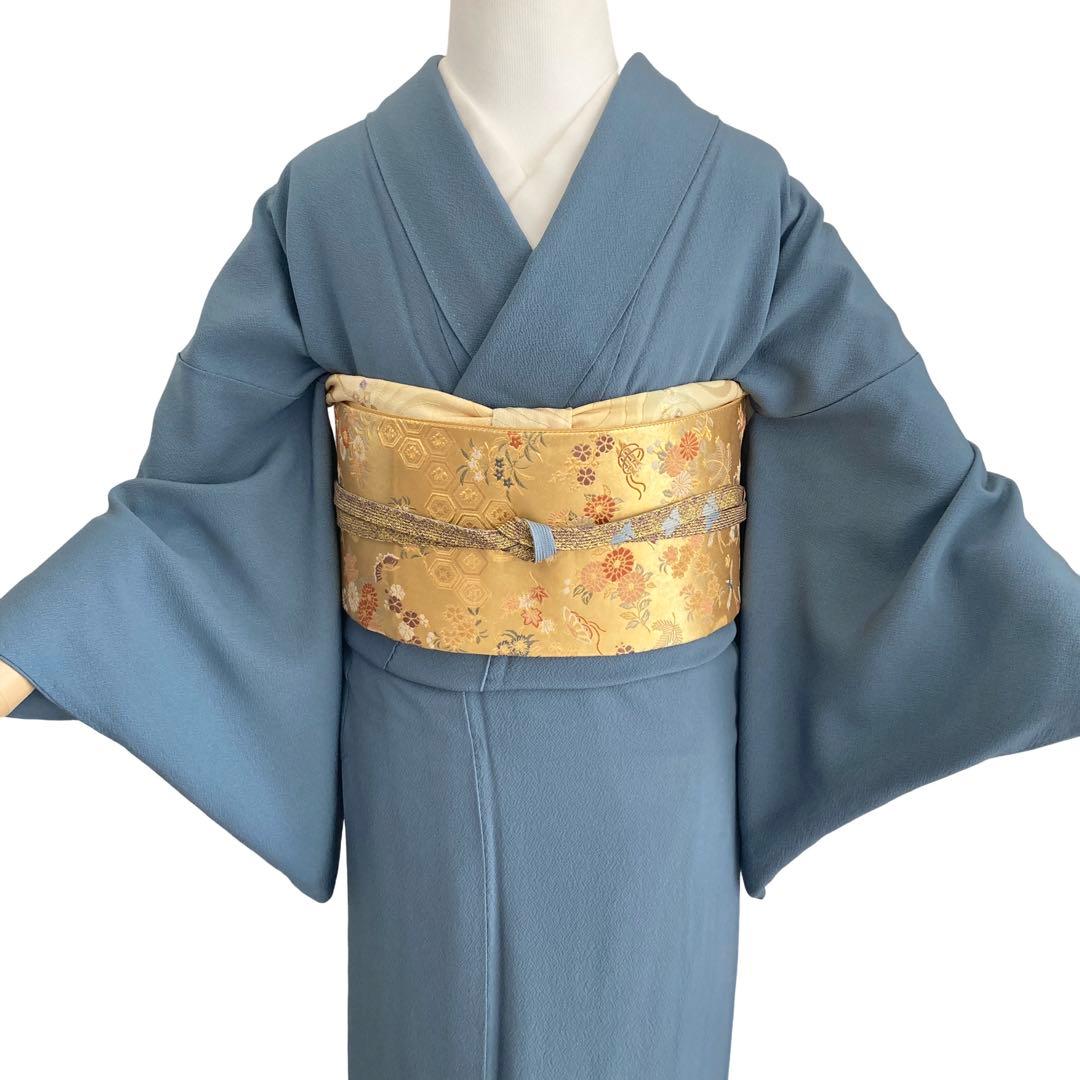 ブルーグレー 礼装 色無地 着物 卒入学式 七五三 パーティー フルセット