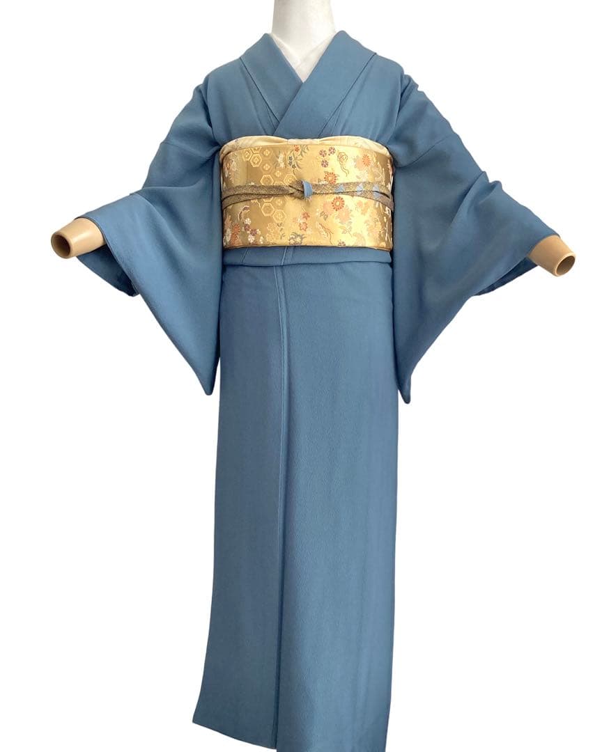 ブルーグレー 礼装 色無地 着物 卒入学式 七五三 パーティー フルセット