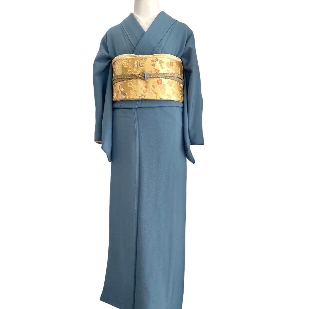 ブルーグレー 礼装 色無地 着物 卒入学式 七五三 パーティー フルセット