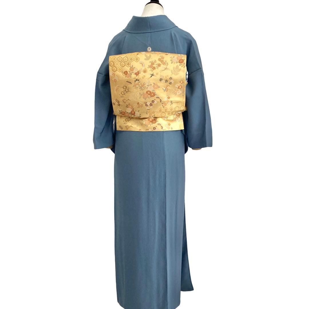 ブルーグレー 礼装 色無地 着物 卒入学式 七五三 パーティー フルセット