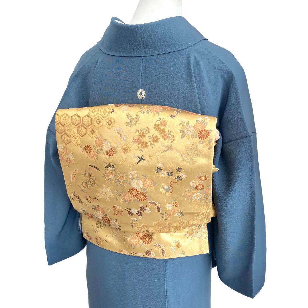 ブルーグレー 礼装 色無地 着物 卒入学式 七五三 パーティー フルセット