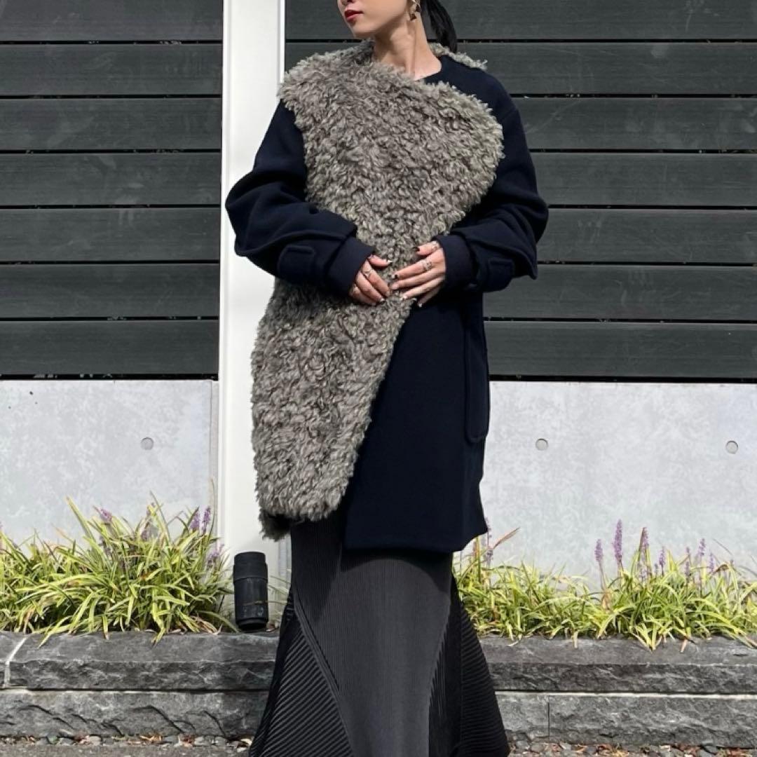 UN3D.◇新品未使用タグ付き◇ボアミックスウェーブラインコート