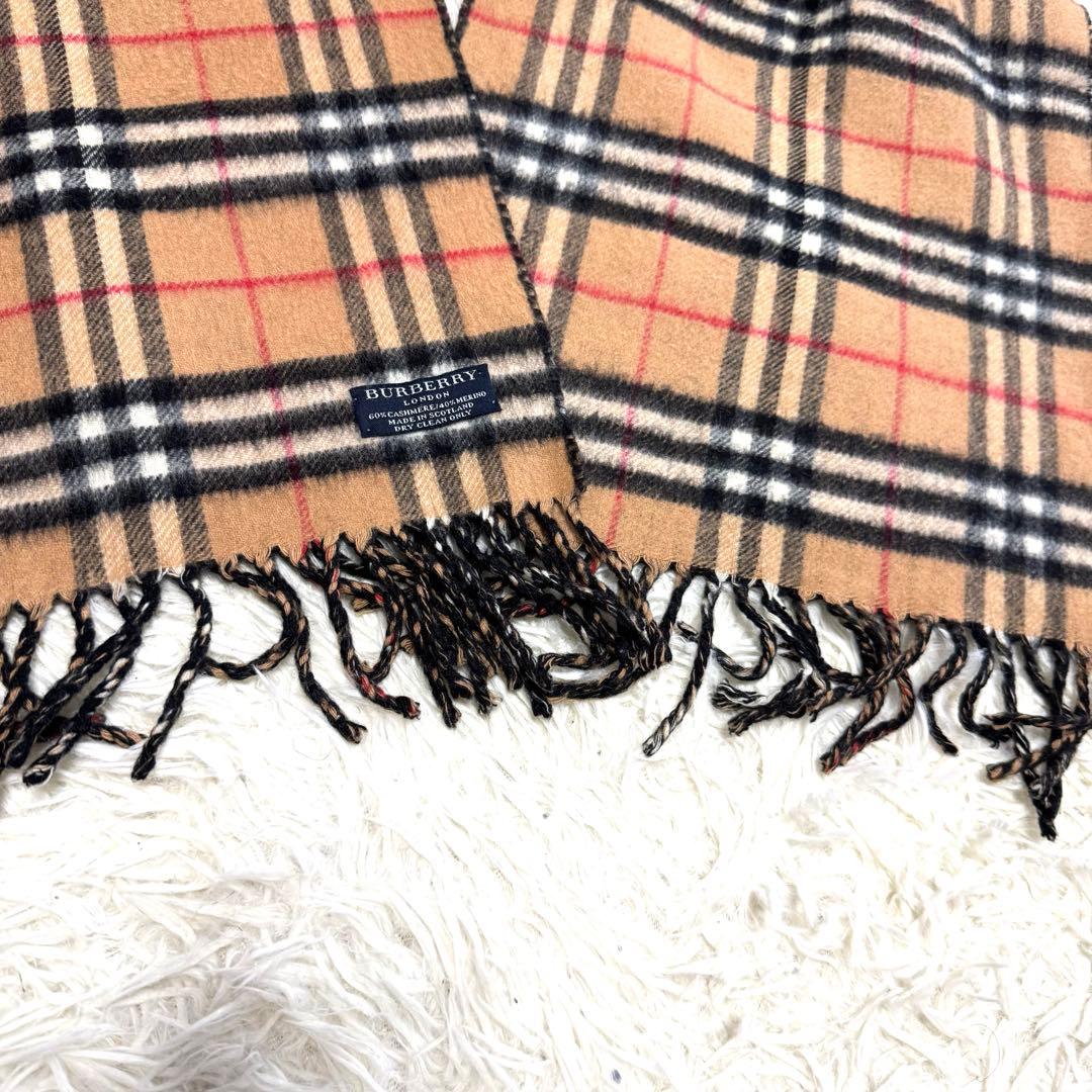【バーバリーロンドン】美品 マフラー カシミヤ混 ノバチェック 希少