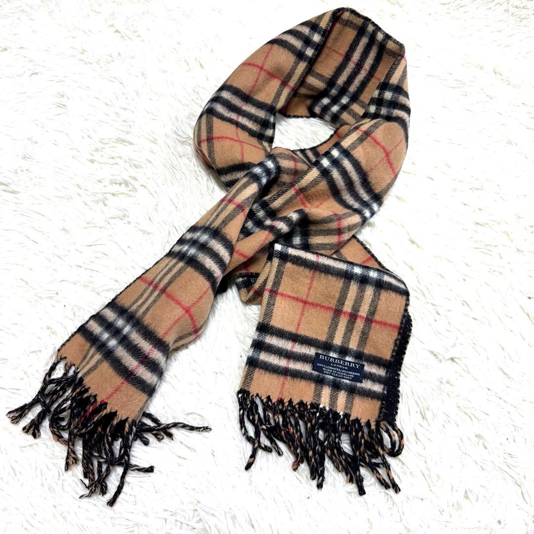 【バーバリーロンドン】美品 マフラー カシミヤ混 ノバチェック 希少