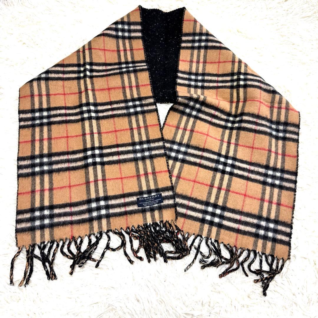 【バーバリーロンドン】美品 マフラー カシミヤ混 ノバチェック 希少