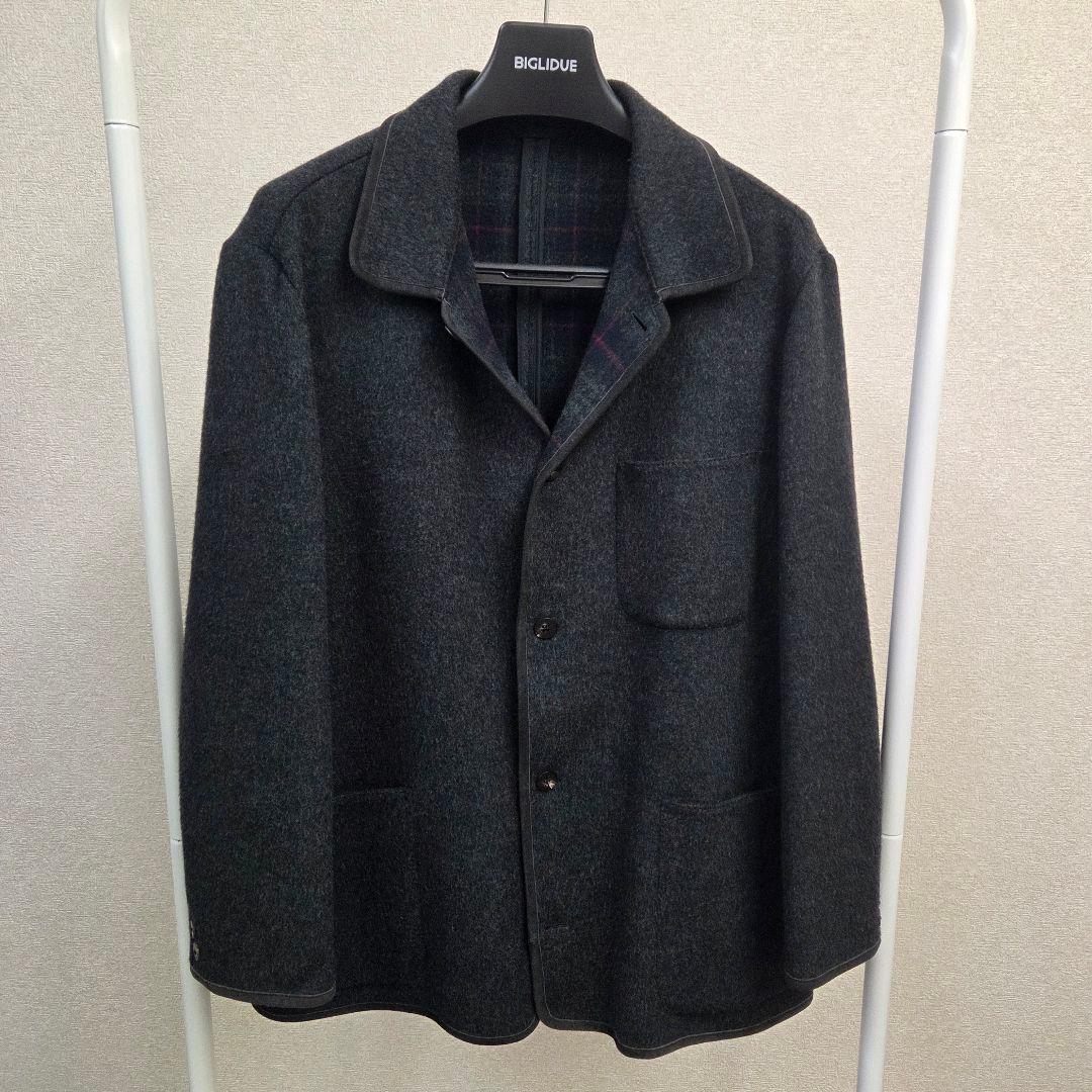 Papas ダブルフェイス ジャケットコート チャコールグレー