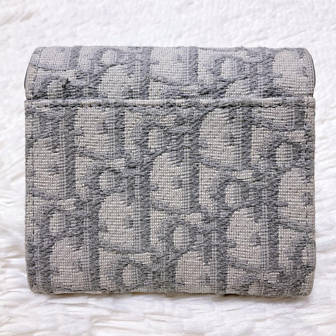 ♡美品♡DIOR 三つ折り財布 サドル オブリーク ジャカード Dロゴ チャーム