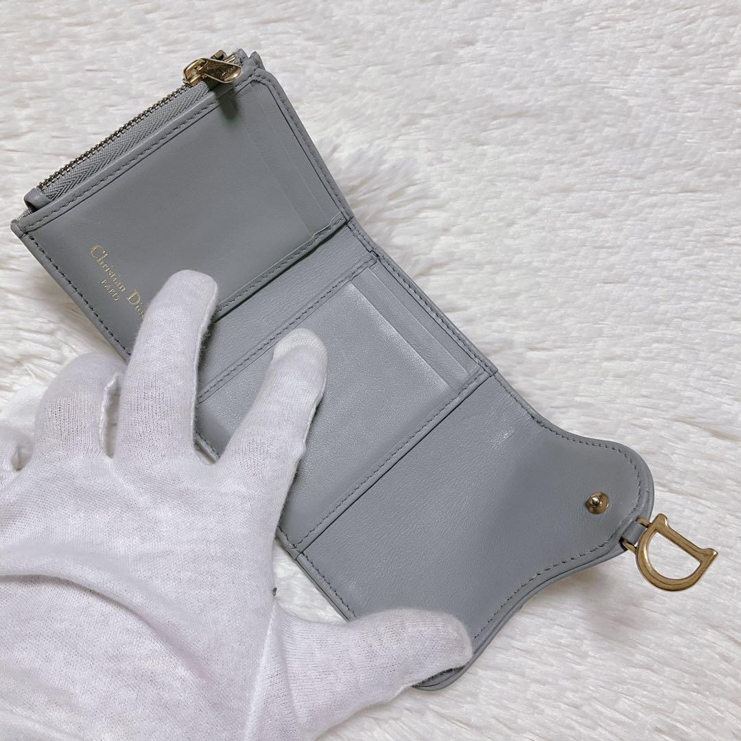 ♡美品♡DIOR 三つ折り財布 サドル オブリーク ジャカード Dロゴ チャーム