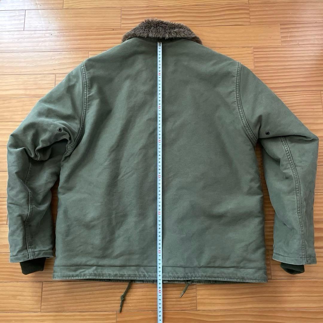 【良品】HOUSTON N-1デッキジャケット 44 オリーブ　USN
