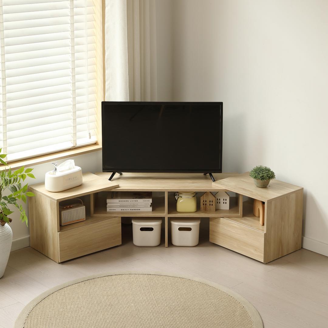 超人気！テレビ台 ローボード コーナーテレビ台 伸縮自由 Natural