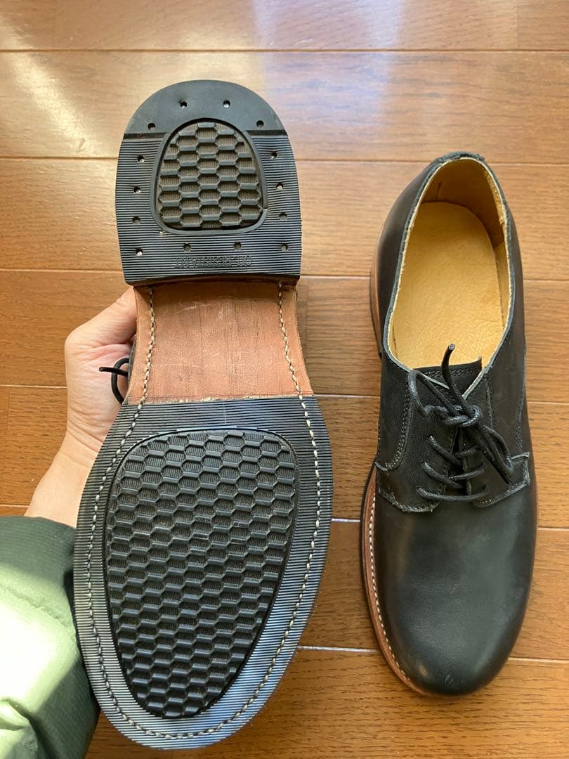 ブラックレザー ワーク　オックスフォードシューズ