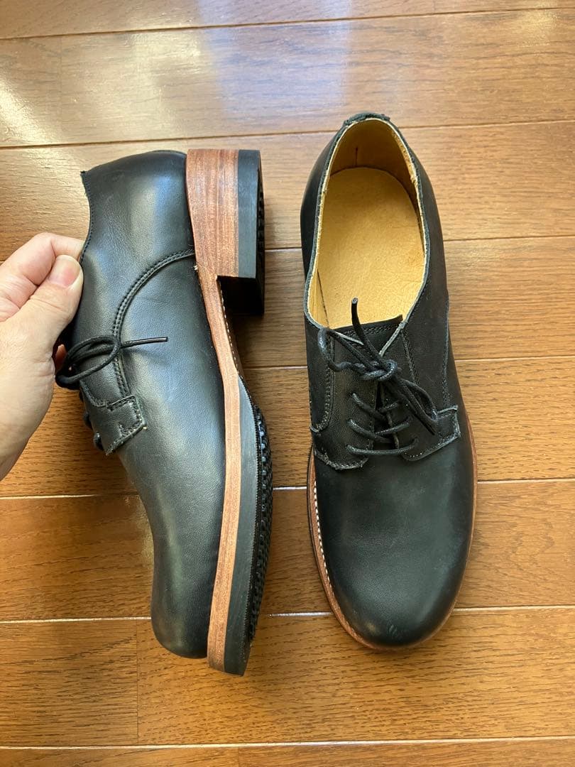 ブラックレザー ワーク　オックスフォードシューズ