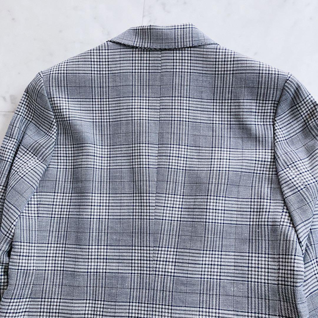 極美品　トゥモローランド　ブルーウィンドウペーン ダブルブレストジャケット