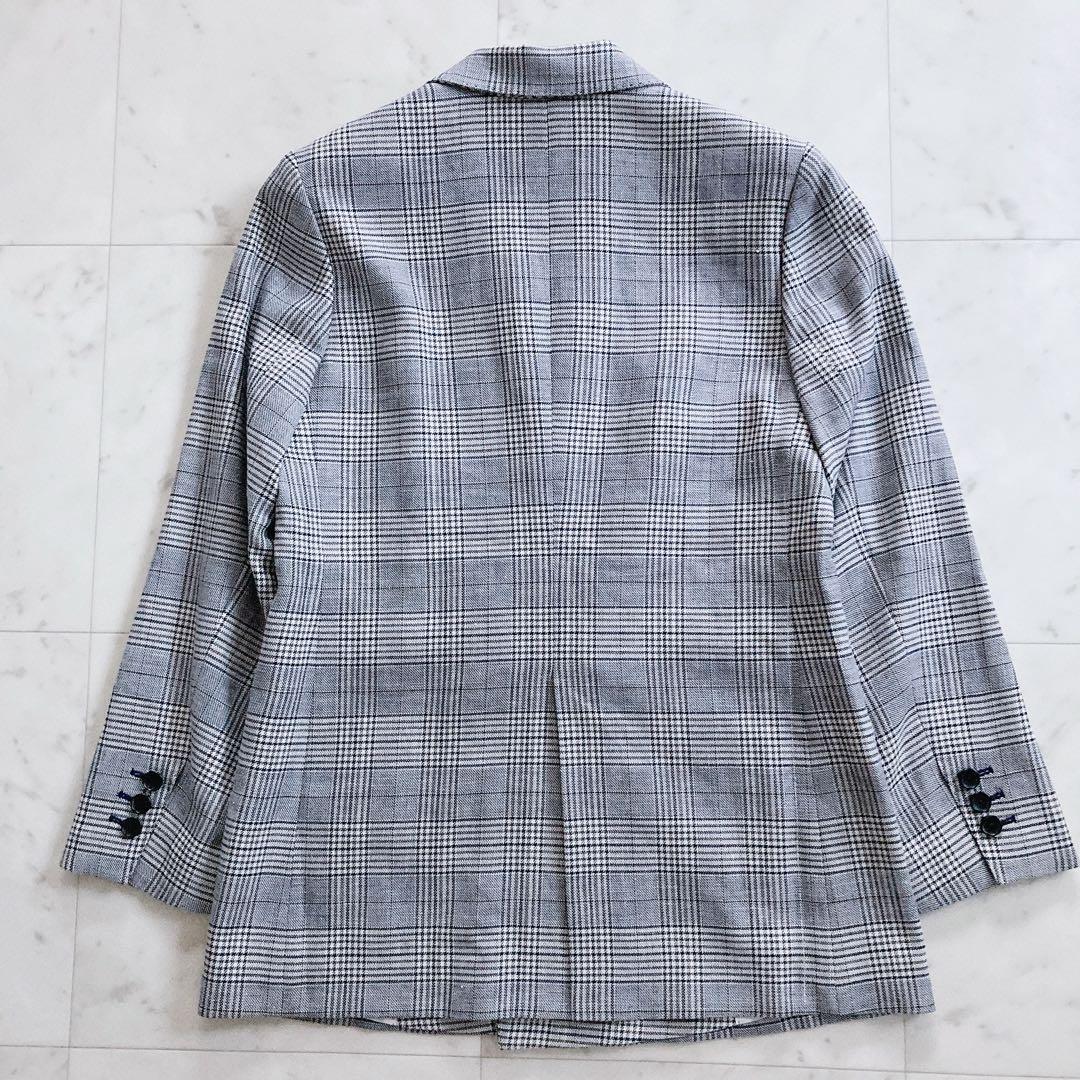 極美品　トゥモローランド　ブルーウィンドウペーン ダブルブレストジャケット