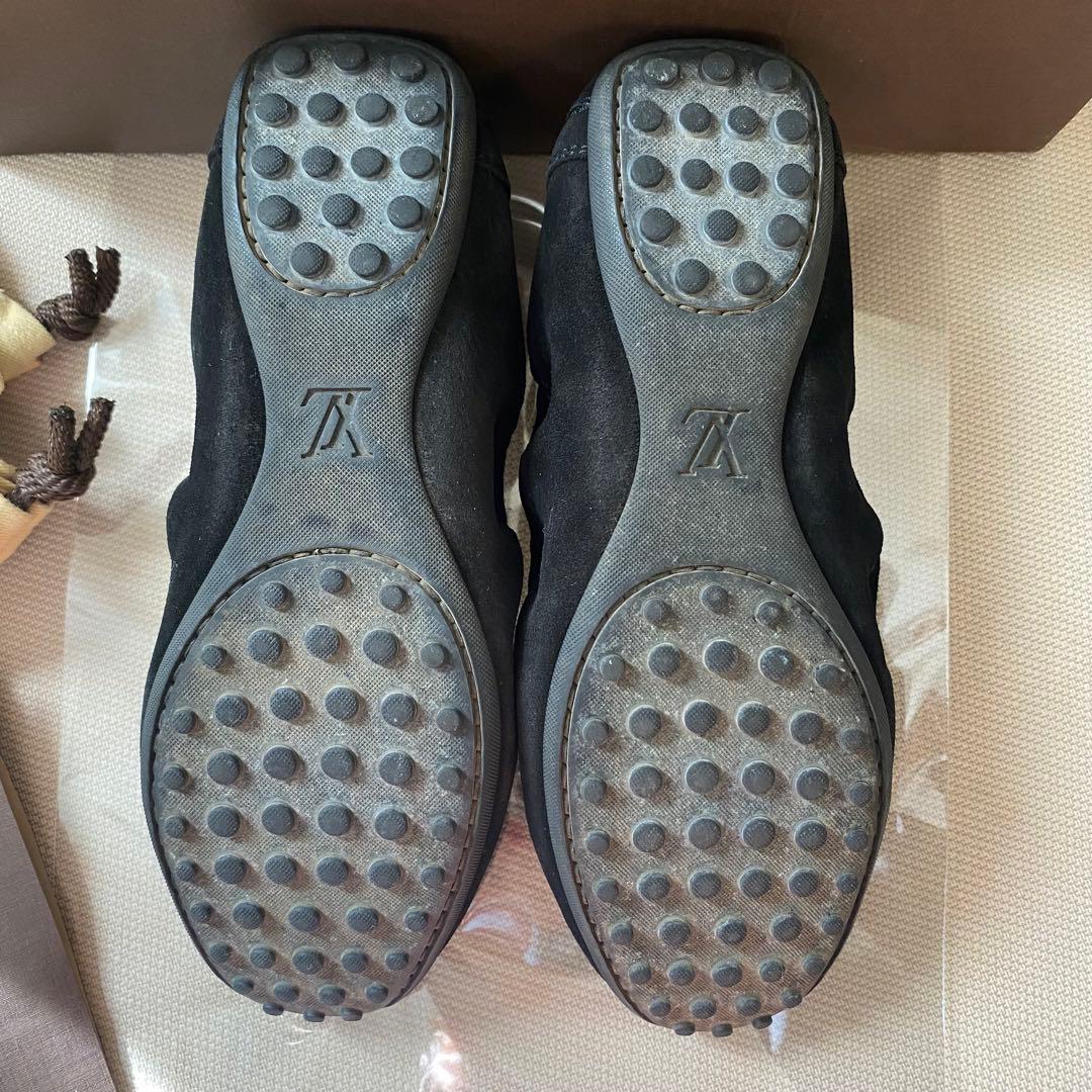 LOUIS VUITTON スエード フラットシューズ ブラック 34 1/2