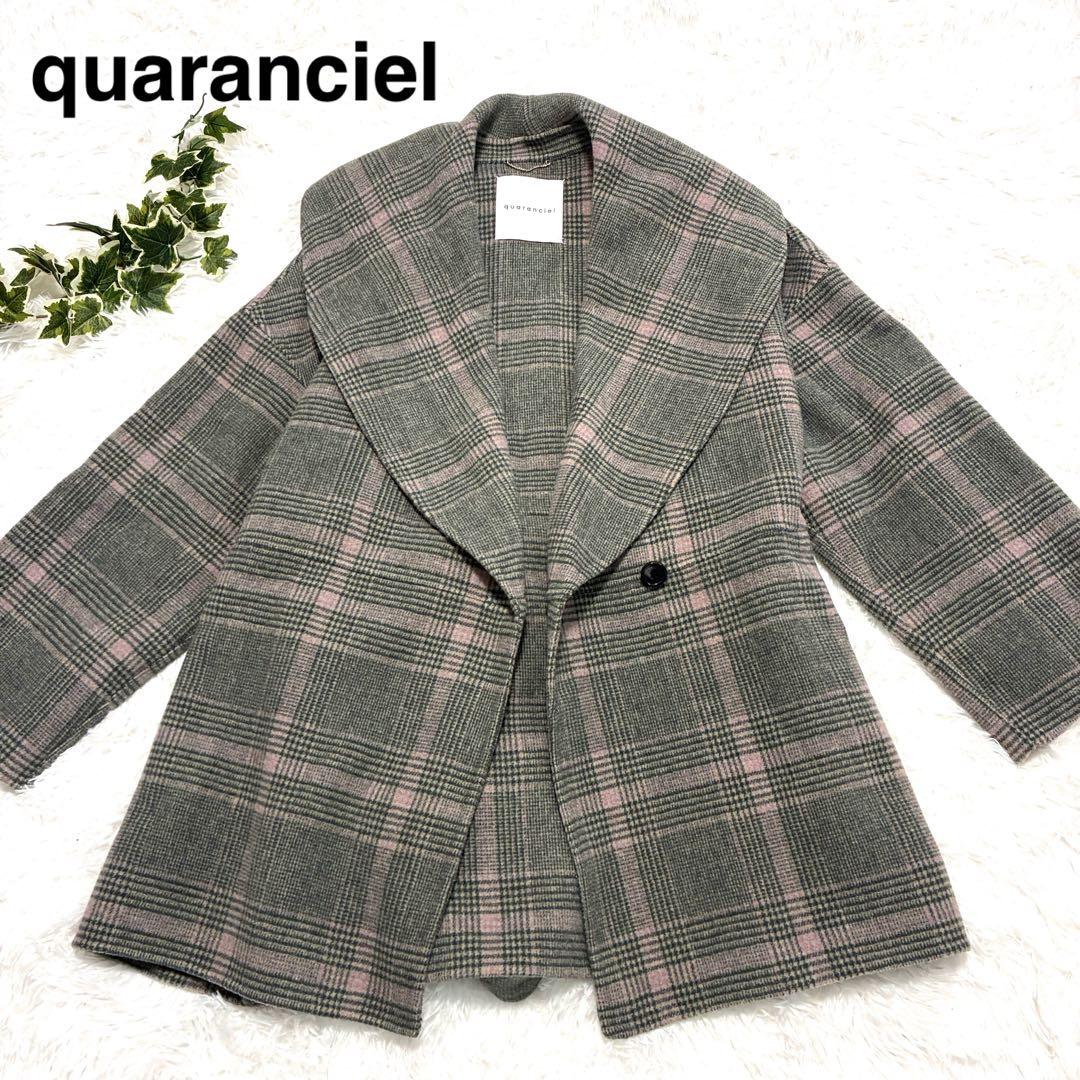 美品 quaranciel カランシエル リバー ケープ コート チェック