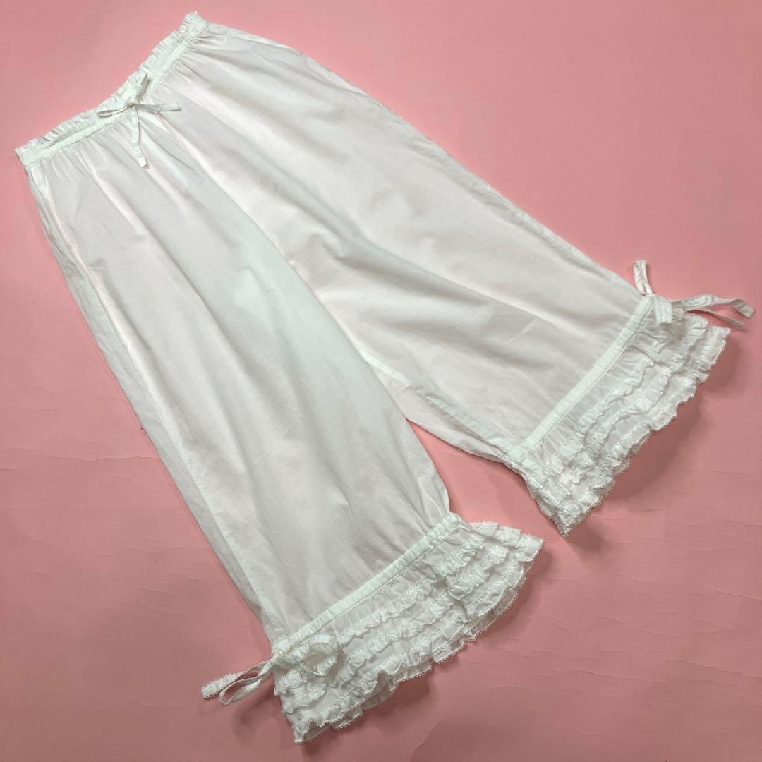 ピンクハウス 白 ピコフリル使い 綿ローンドロワーズ