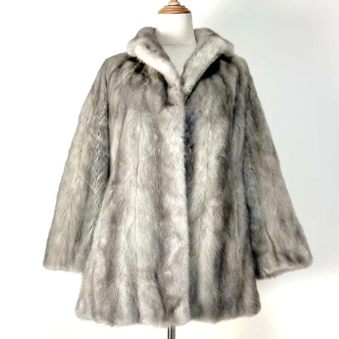三越 サファイアミンク 毛皮コート 高級 11号 Lサイズ リアルファーコート