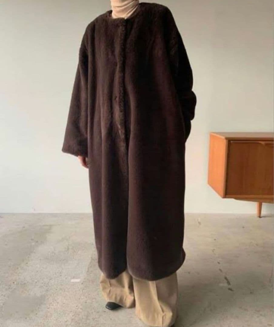 NO COLLAR LICO FUR COAT　CLANE