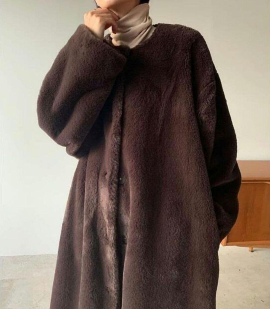 NO COLLAR LICO FUR COAT　CLANE