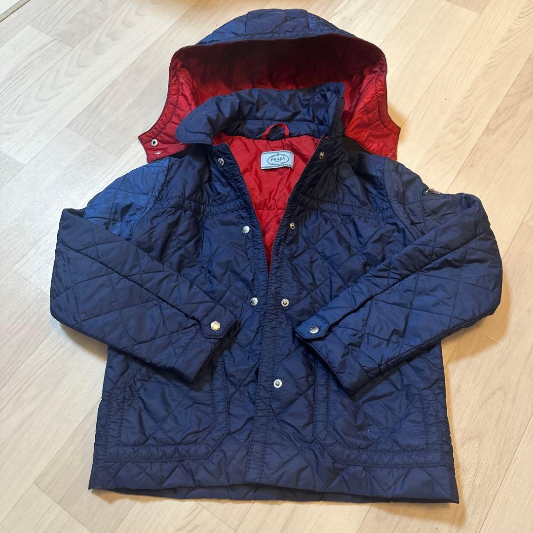 PRADA ネイビー レッド キルティングジャケット