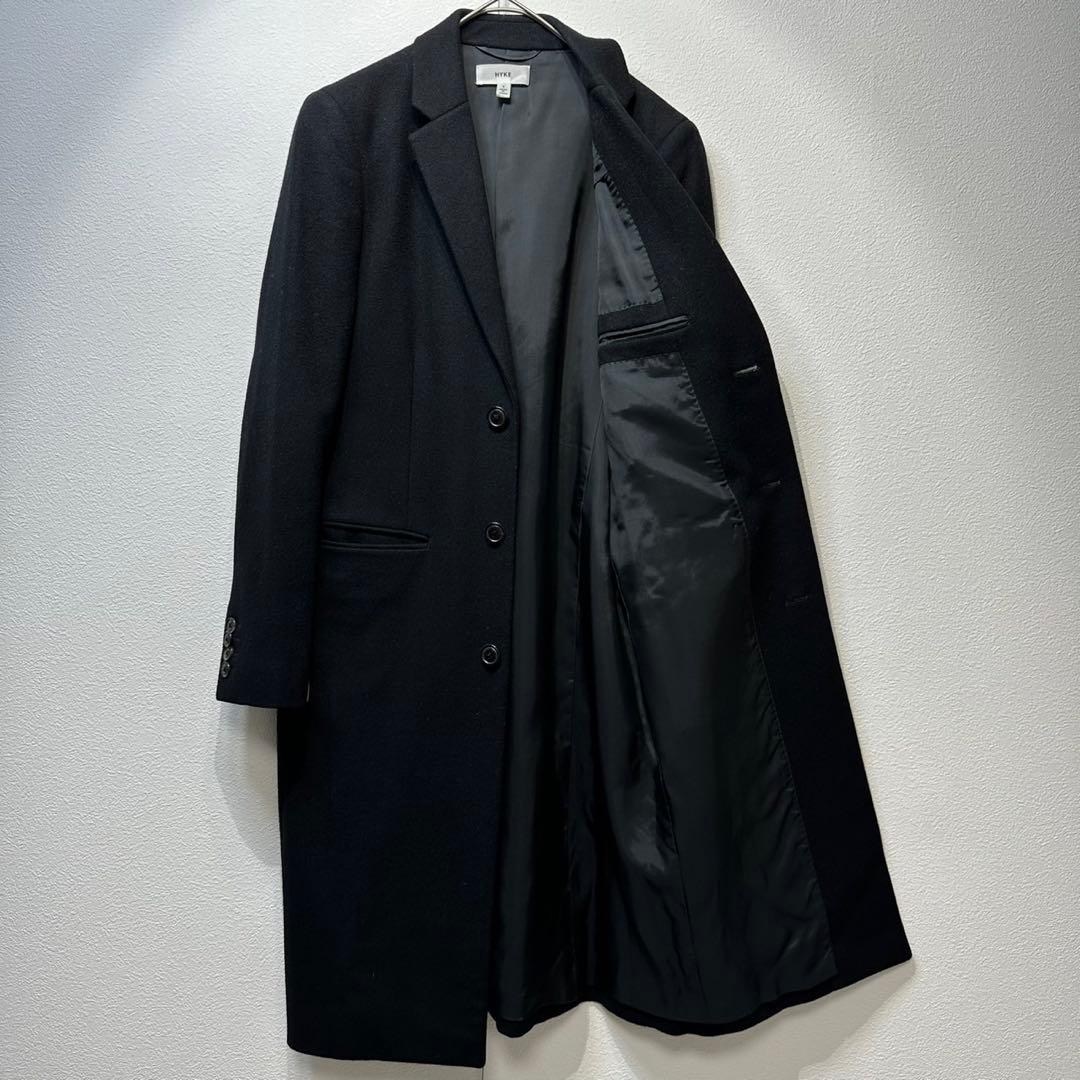 希少 HYKE 上質 ウール 3B デザイン ロング チェスターコート 1