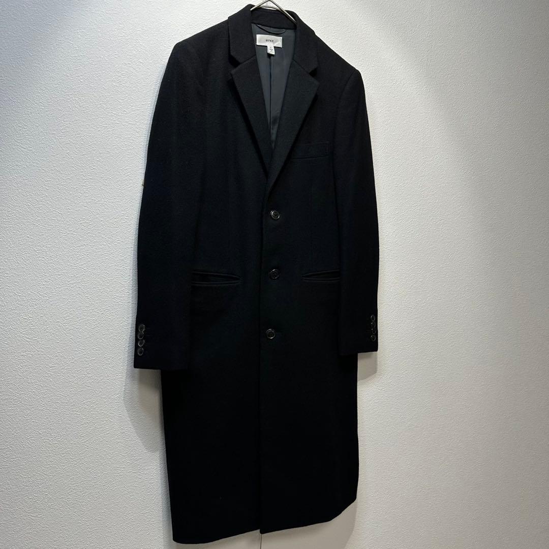 希少 HYKE 上質 ウール 3B デザイン ロング チェスターコート 1