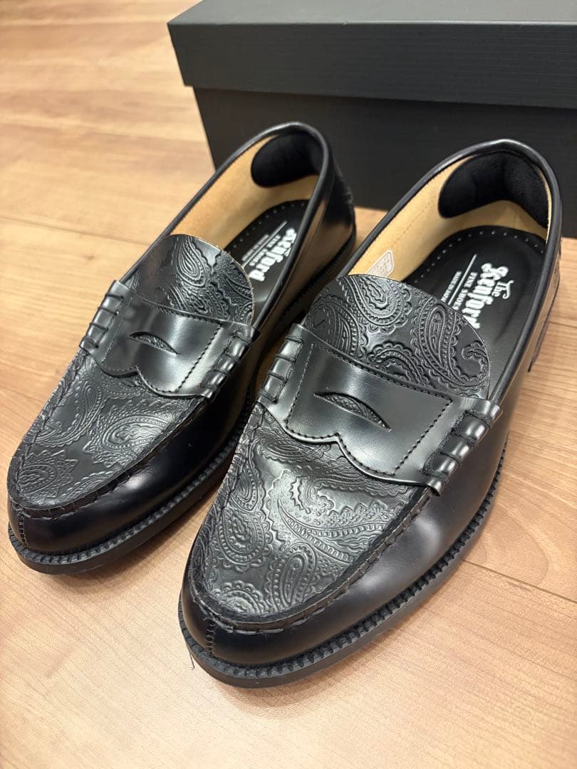 Kenford ペイズリー柄 ブラックローファー