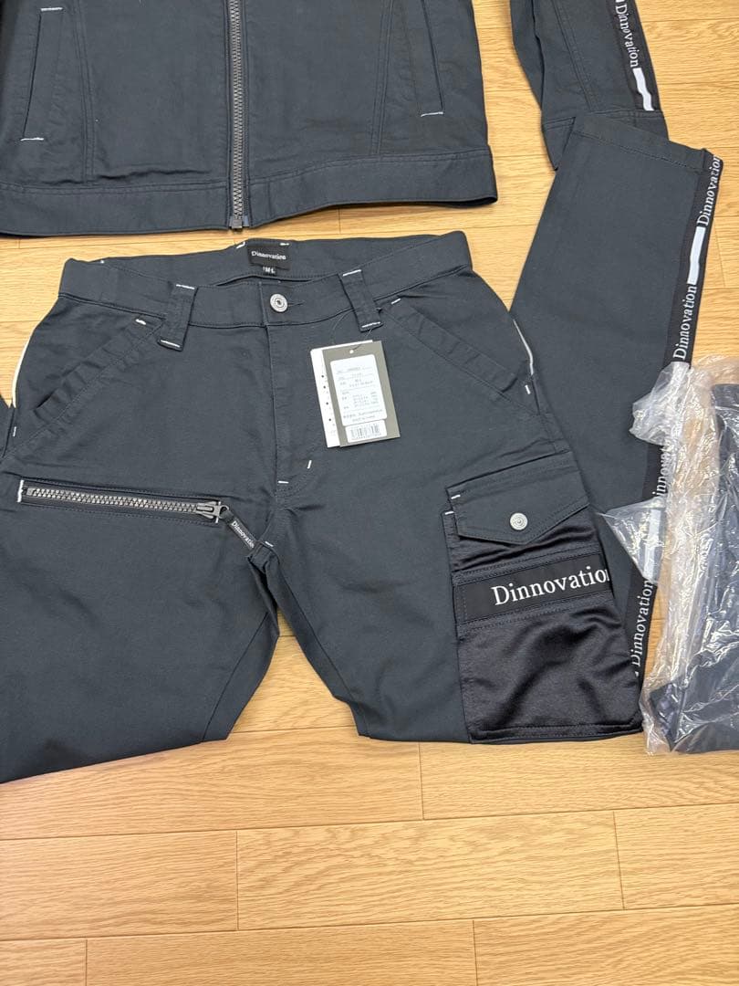 ディノベーション　作業服　上下セット　パンツ2本付き　スミクロ　M-L