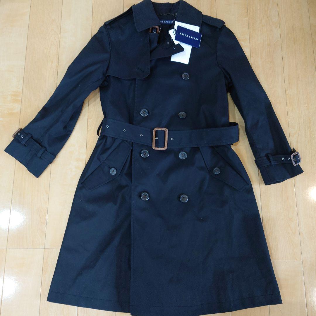 セール【新品】ラルフローレン　トレンチコート　7号　ブラック　定番　タグ付き
