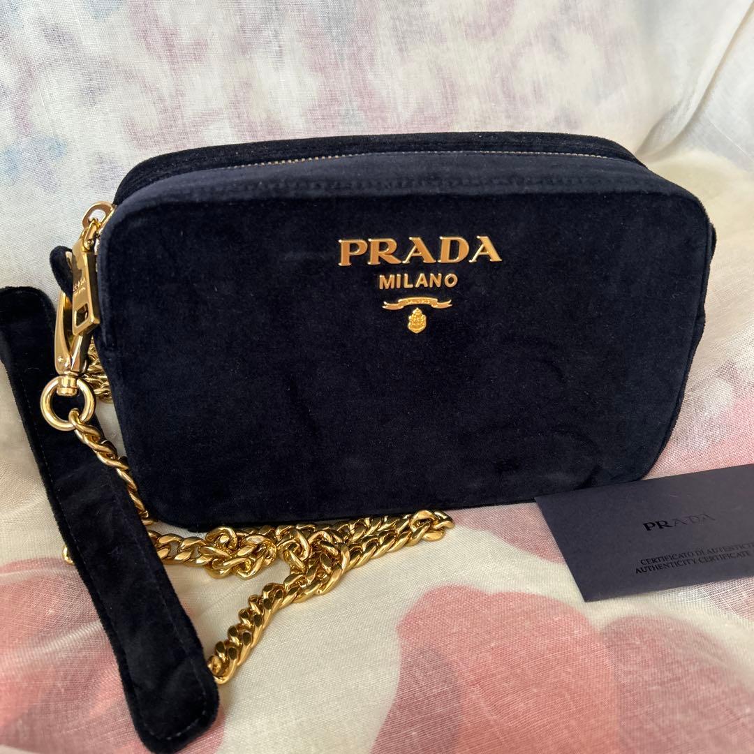 PRADA プラダ　チェーンショルダーバッグ ベルベット ベロア