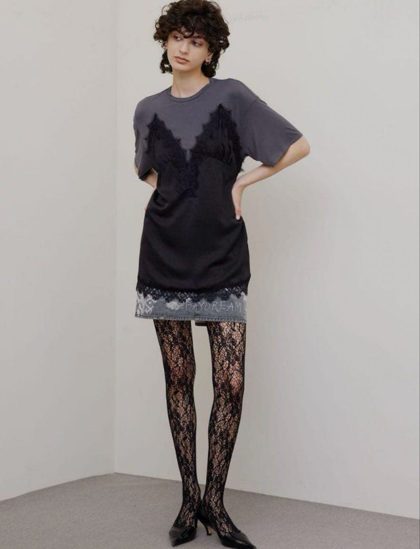 トップス Ameri MEDI SATIN DOCKING TUNIC TEE