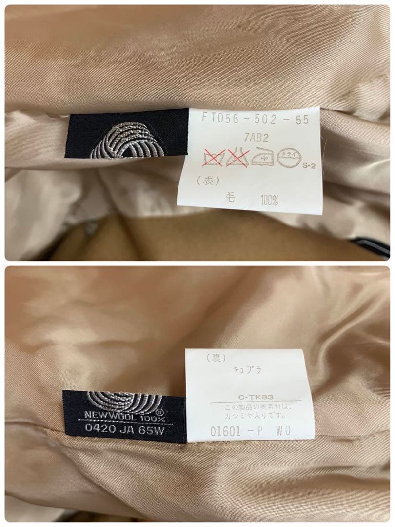 バーバリーズ　ウールカシミヤ　ダブルチェスターコート　ブラウン　レディース