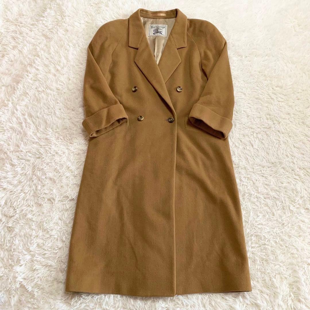 バーバリーズ　ウールカシミヤ　ダブルチェスターコート　ブラウン　レディース