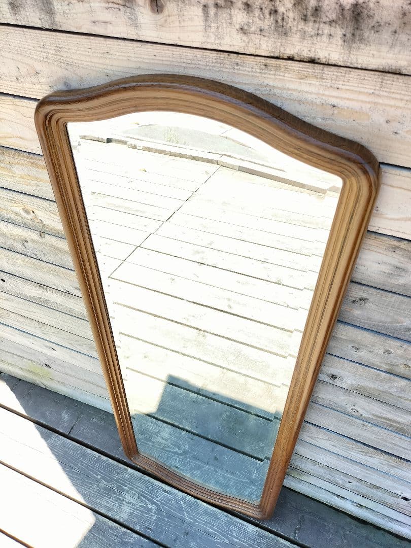M♦ヴィンテージ 木製 ウォールミラー 木枠　壁掛け
