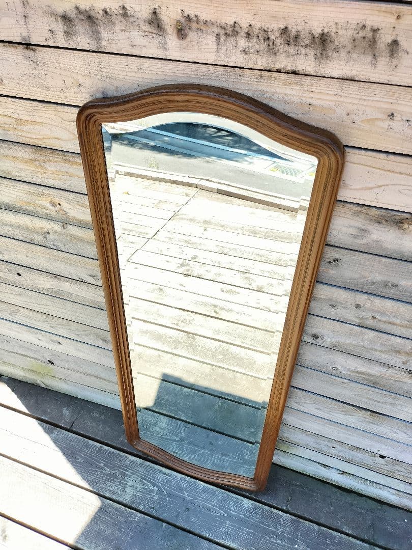 M♦ヴィンテージ 木製 ウォールミラー 木枠　壁掛け