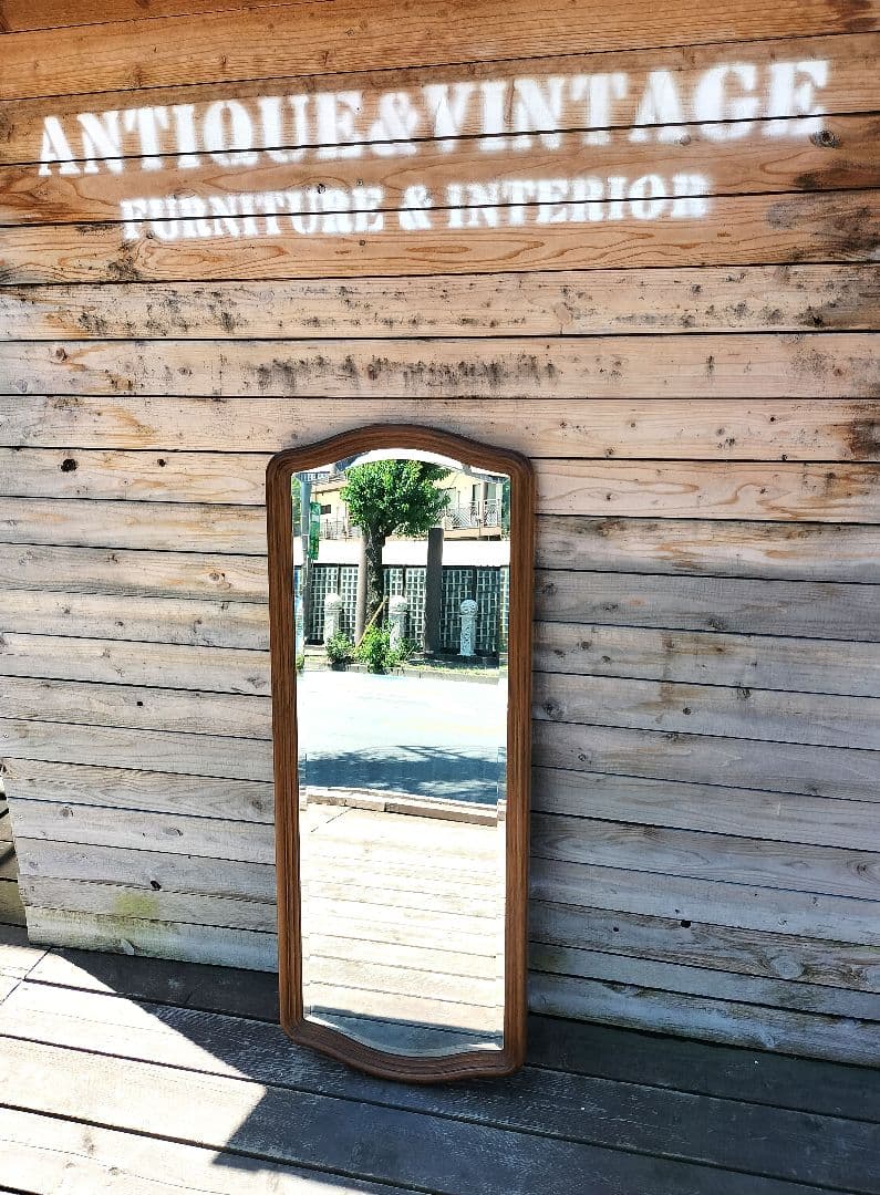M♦ヴィンテージ 木製 ウォールミラー 木枠　壁掛け