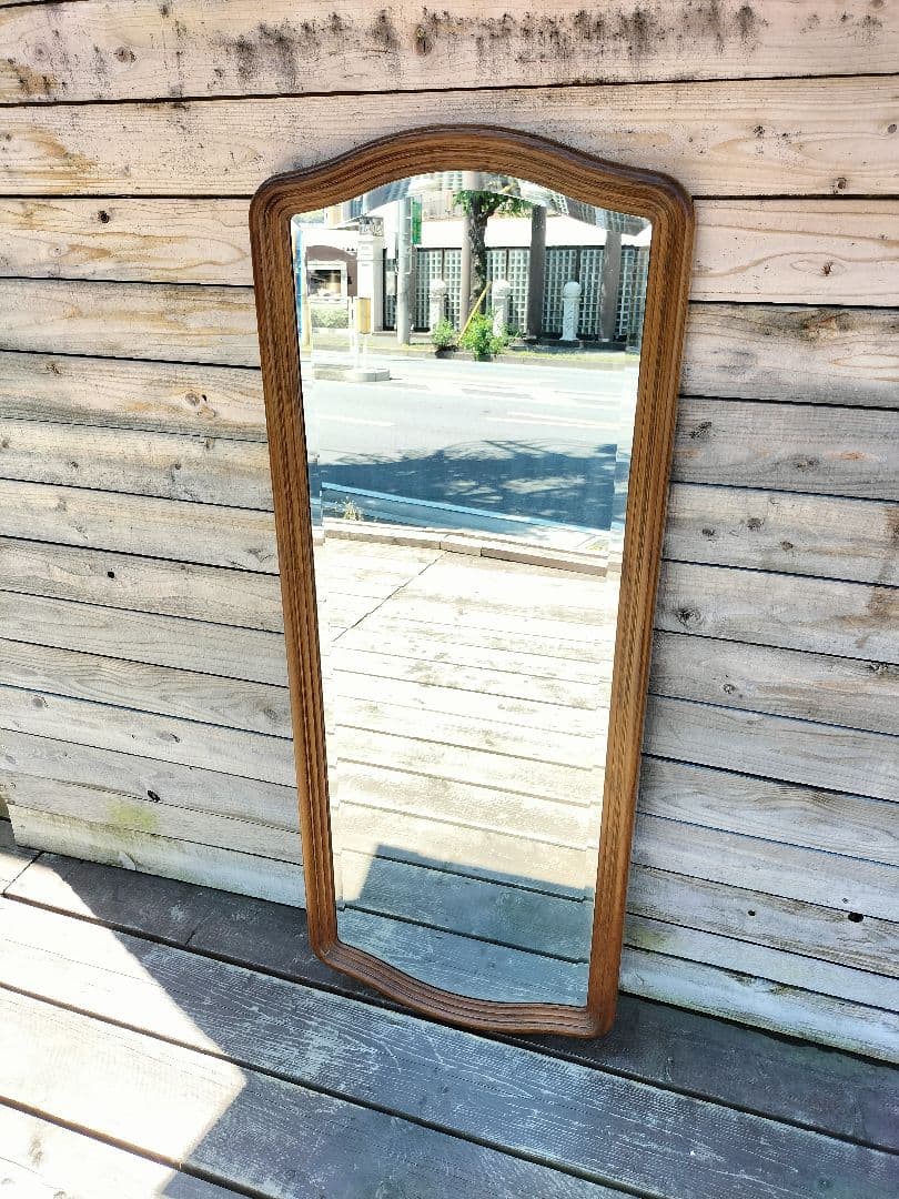 M♦ヴィンテージ 木製 ウォールミラー 木枠　壁掛け