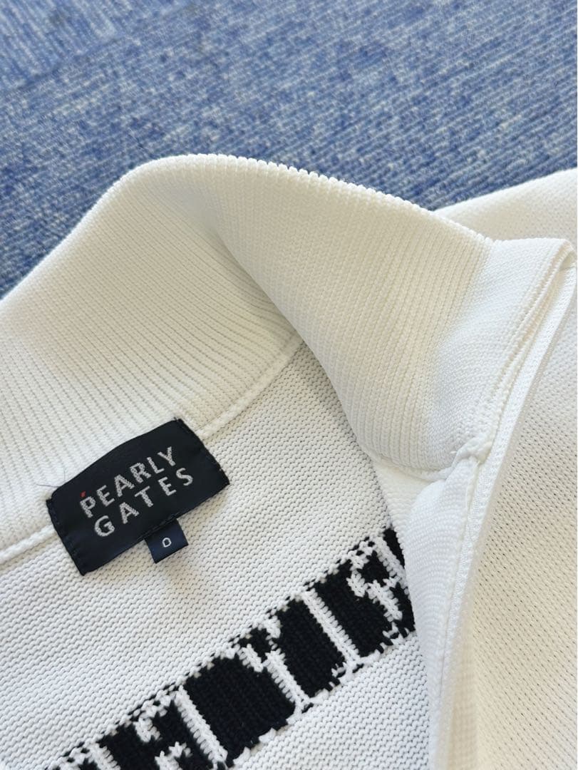 【正規品】パーリーゲイツPEARLY GATES☆ジップアップセーター☆０☆白紺