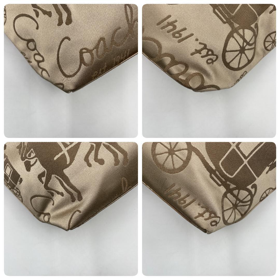 良品 COACH トートバッグ キャンバス ブラウン 馬車柄 肩掛け