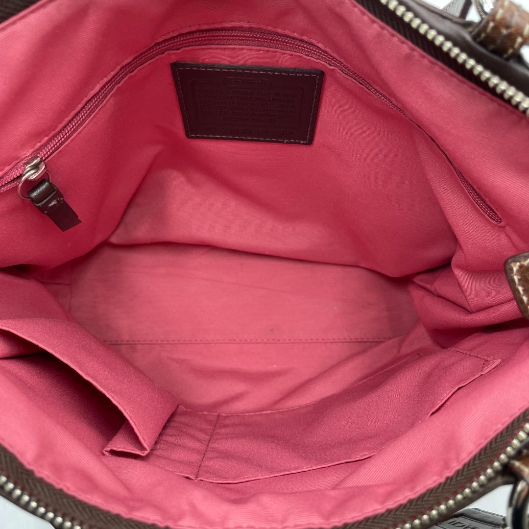 良品 COACH トートバッグ キャンバス ブラウン 馬車柄 肩掛け