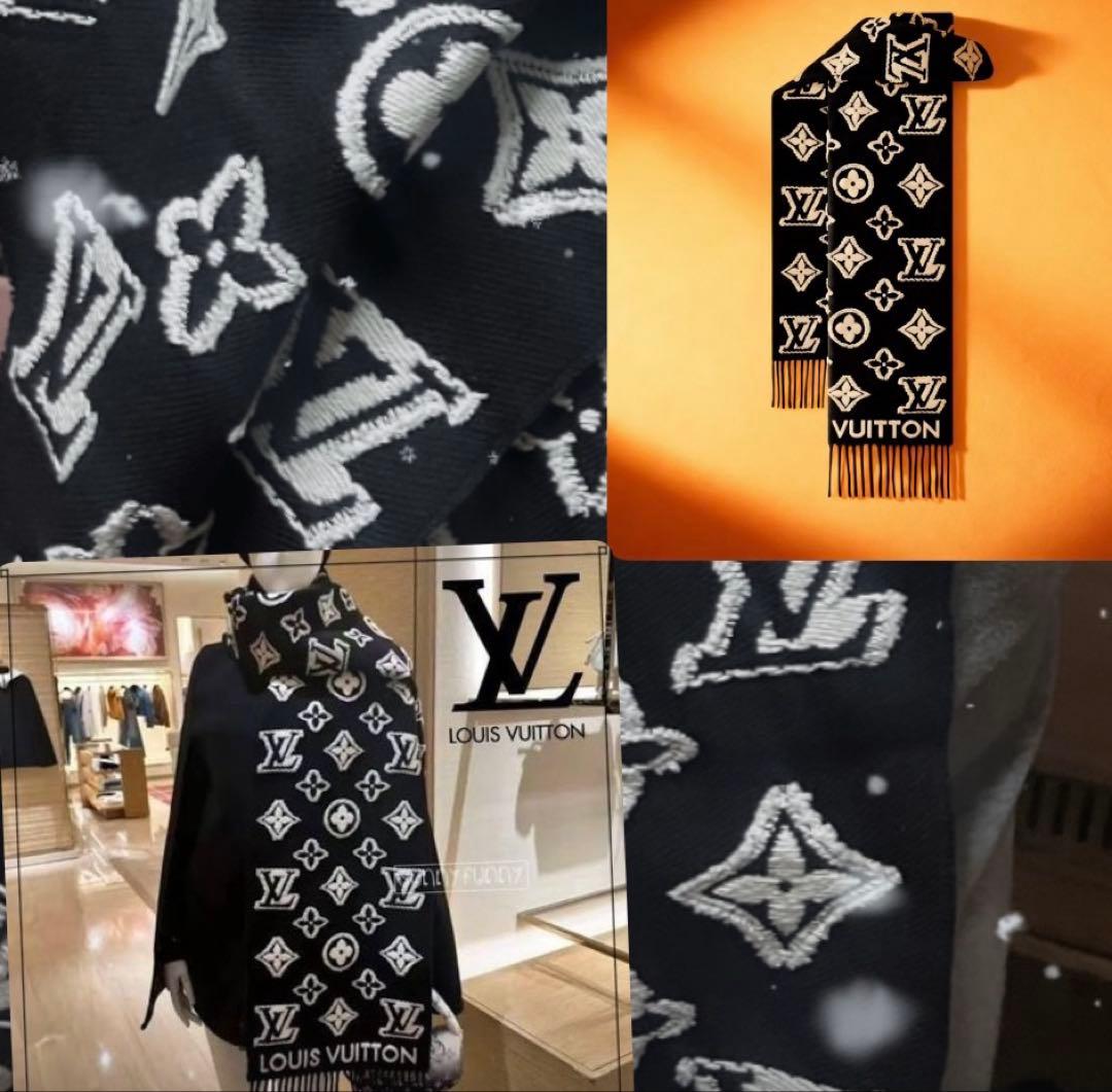 花*見様 LOUIS VUITTON ロゴマフラー ブラック