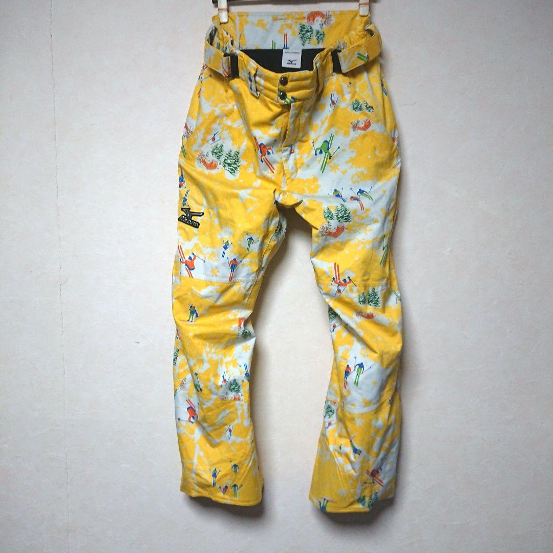 送料無料【MIZUNO】イエロースキー柄スキーパンツ L